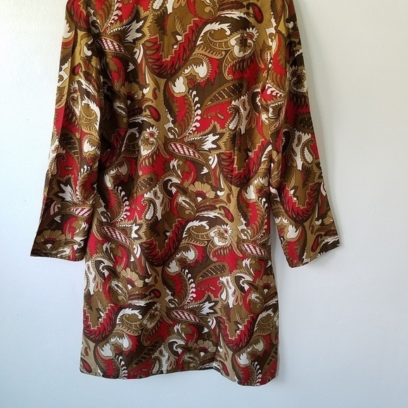 RAJ 100%Silk Paisley Neck Tie Longsleeve Tunic Mini Dress M - Picture 6 of 9